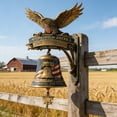 thumbnail image 1 of American Flag & Bald Eagle Patriotic Wall Bell, Rustic Vintage Liberty Bell Chime – Weatherproof Metal for Farmhouse Porch, Outdoor Fence, Patio & Garden Decor, 1 of 8