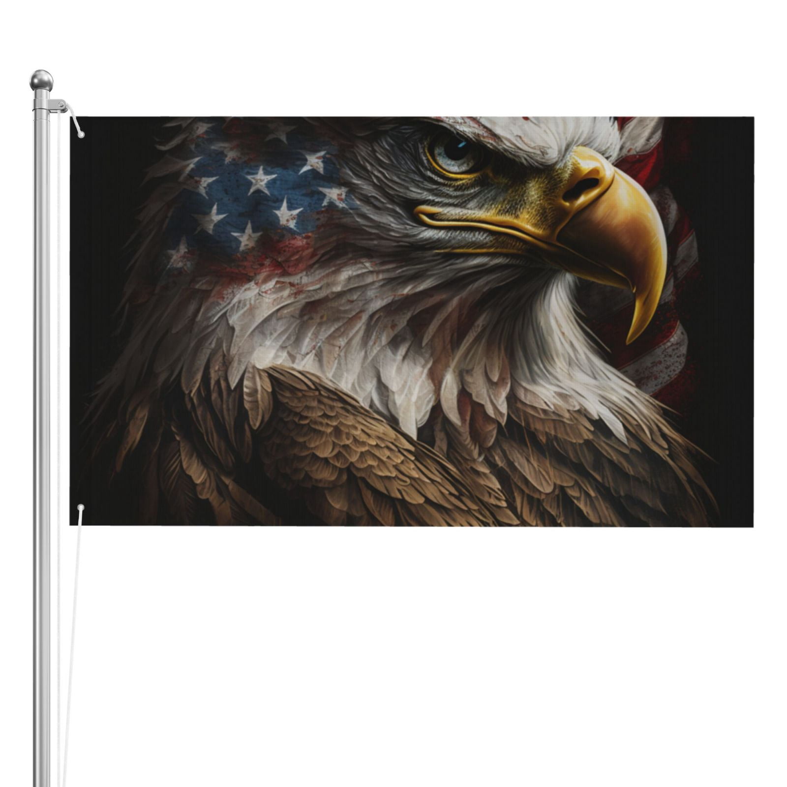 American Flag Bald Eagle USA Double Sided Flag 3x5FT Reversible Garden Flag Outdoor Decor for House, Porch, Lawn, Yard, Indoor Wall, Party Decoration