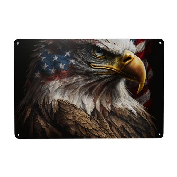 American Flag Bald Eagle USA Metal Tin Sign Home Kitchen Office Bedroom Cafes Room Wall Decor 8x12 Inch