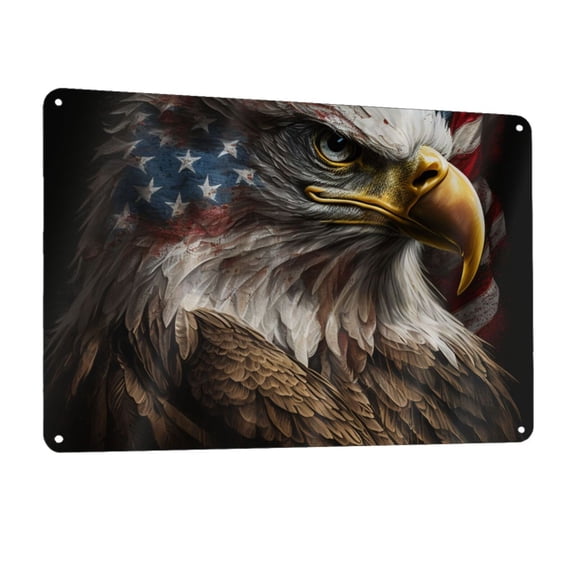 American Flag Bald Eagle USA Metal Tin Sign Wall Decor for Home Bars Restaurants Cafes Store Pubs Sign Gift 12 X 8 Inch