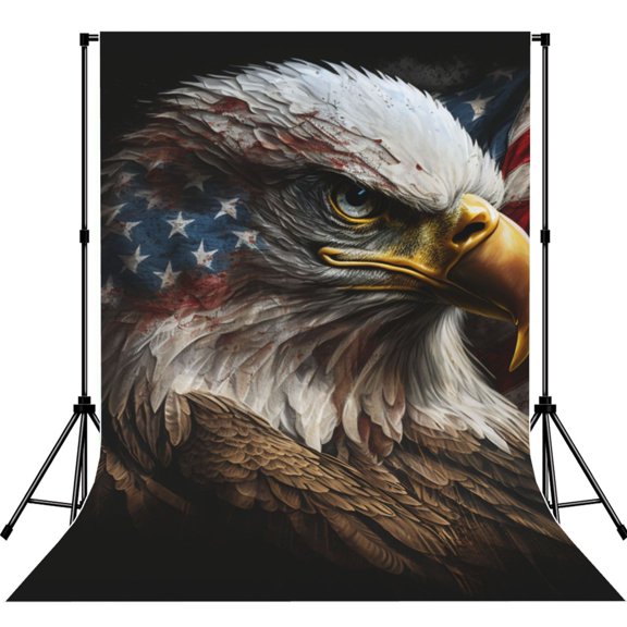 American Flag Bald Eagle USA Photography Backdrop 5x7Ft Background for Photo Studio Video Recording Birthday Party Wedding Home Decor