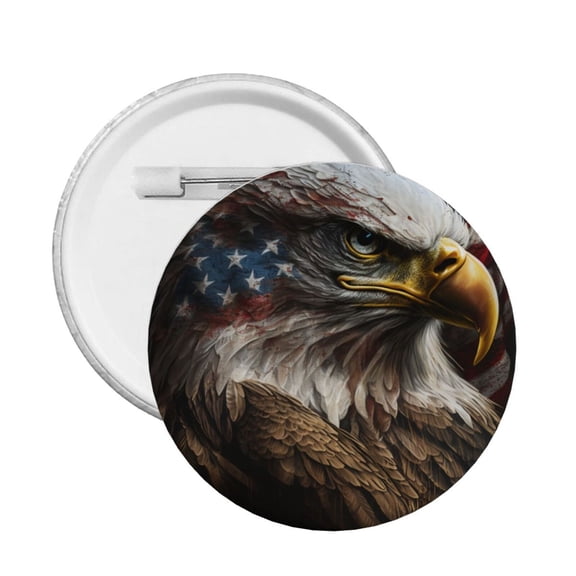 American Flag Bald Eagle USA Round Button Pin Badge 5PCS Pinback Buttons Lapel Pin for Jacket, Backpack, Hat, Party Favor, Gift