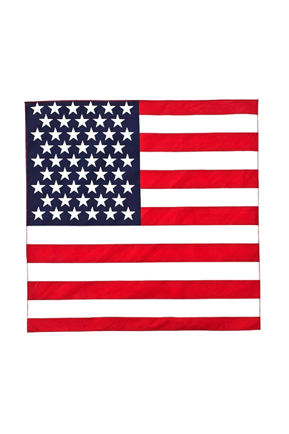 American Flag Bandana Cotton - 21 inches - Bulk Wholesale Packs (100 Pack)