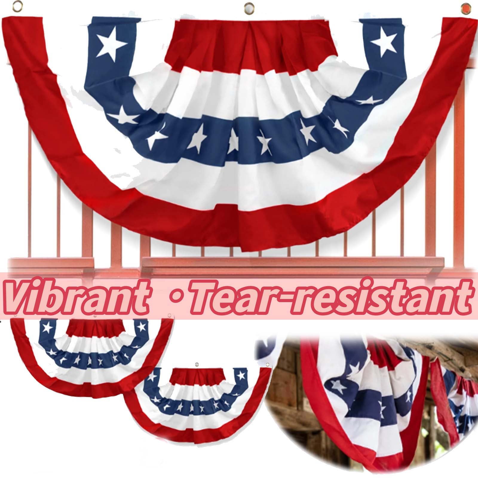 American Flag Banner, Pleated Fan Flag with Red White Blue Star Panels ...