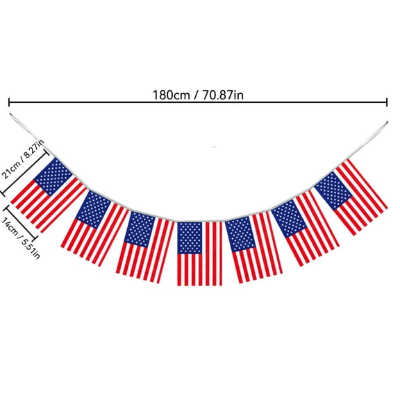 American Flag Banner String, Small Mini Flags, 4th of July Independence Day Patriotic Decoration(70.9Feet 7 Flags)