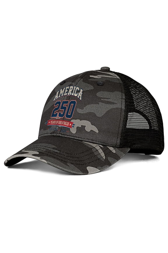 American Flag Baseball Hat - 250th Anniversary Men’s Cotton Structured Patriotic Ball Cap