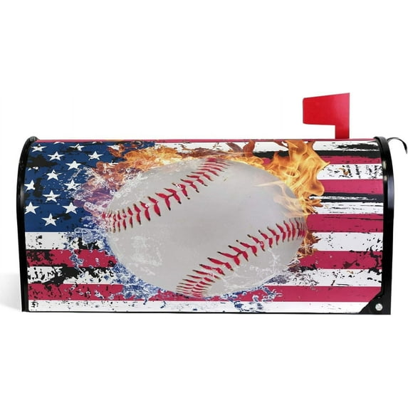 American Flag Baseball Mailbox Covers Magnetic Memorial Day 4th of July Mailbox Cover Patriotic Mailbox Wraps Post Letter Box Cover Garden Decorations Standard Size 18" X 21"