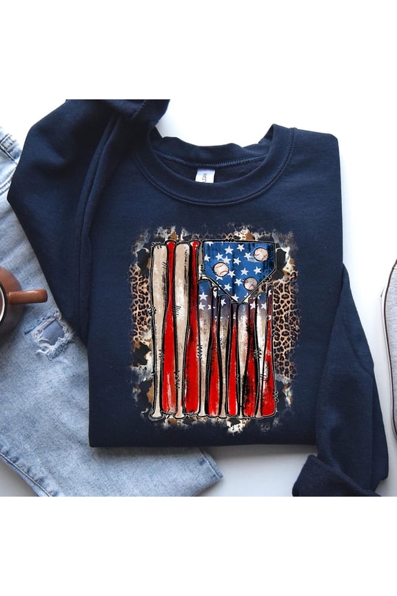American Flag Baseball Mom Baseball Player Game Day Sweatshirt All Size S-5Xl