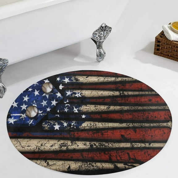 American Flag Baseball Round Carpet Circle Rug Outdoor Patio Area Rug Washable Large Area Rugs Hallway Room Decor Fitness Mats
