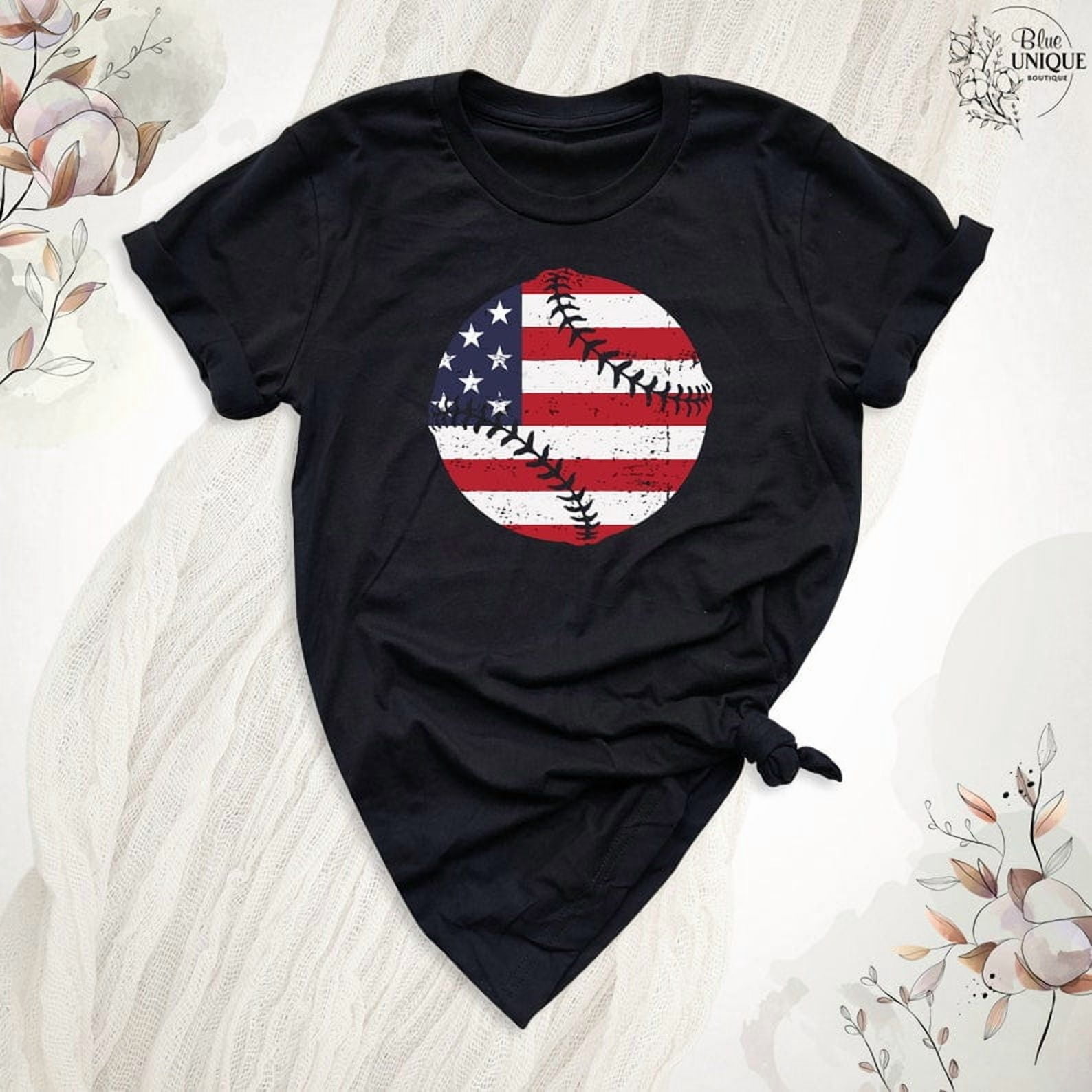 American Flag Baseball T-Shirt, Patriotic Baseball Shirt, Baseball 4Th Of July Tee, Usa Flag American Baseball Shirts, Baseball Flag T-Shirt, Full Size S-5XL