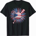 thumbnail image 1 of American Flag Baseball Vintage 4th Of July USA Patriotic T-Shirt, 1 of 5