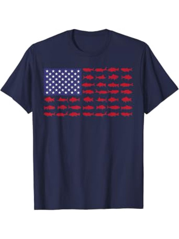 American Flag Bass Fishing-Shirt Boys Men T-Shirt