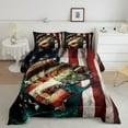 thumbnail image 1 of American Flag Bass FishingTwin Bedding Set Fisherman Fishing Comforter USA Flag Duvet Insert Big Pike Fish Fishing Lures Hook Hunting Decor Quilt Hunting and Fishing Farmhouse Decor, 1 of 6