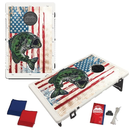 American Flag Bass Portable 2x3 Bean Bag Toss Cornhole Style Game by BAGGO