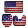 thumbnail image 1 of American Flag Bath Mat 3 Piece Bathroom Rug Set, USA Flag Retro Non Slip Bath Rug Contour Mat and Toilet Lid Cover, Absorbent Shower Mats Soft Bath Rugs and Mats Sets, 1 of 8