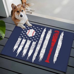 American Flag Bathroom Mat 2x3 FT, Non Slip Small Kitchen Mat, US Flag Baseball Stars Navy Blue Washable Soft Backed Front Door Throw Rug Non-Shedding Indoor Outdoor Doormat for Entryway Sink