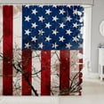 thumbnail image 1 of American Flag Bathroom Shower Curtain Sets Stars and Stripes Fabric Shower Curtain, Wooden Branches Rustic Decor Bathroom Accessories Retro Grunge USA Flag Shower Curtain 72"Wx84"L for Teens, 1 of 4