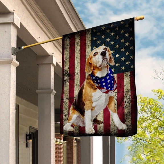 American Flag Beagle Dog Bandana American Flag 4th of july - Dog Flags - Decorations House Flag (29.5x39.5) Double Sided-USA Flags Premium Polyester-Decorative Indoor Outdoor Flag
