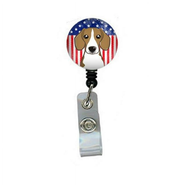 American Flag & Beagle Retractable Badge Reel 