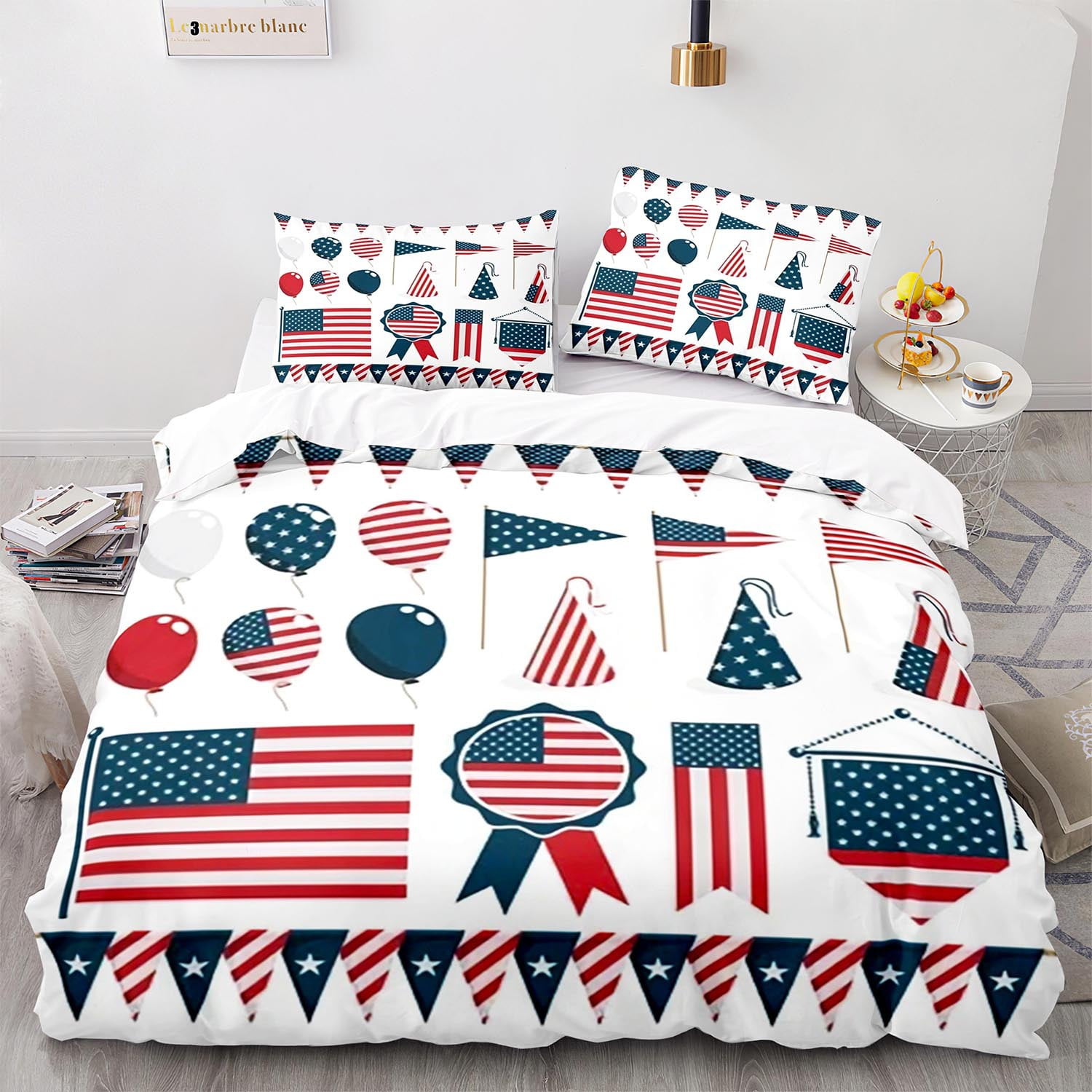American Flag Bedding Set Red Camouflage Comforter Set for Kids Child