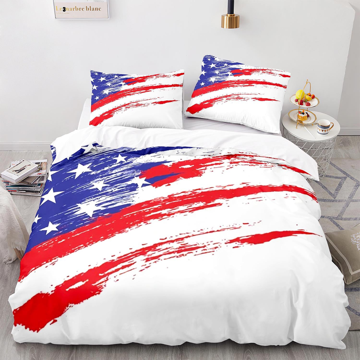 American Flag Bedding Set Red Camouflage Comforter Set for Kids Child