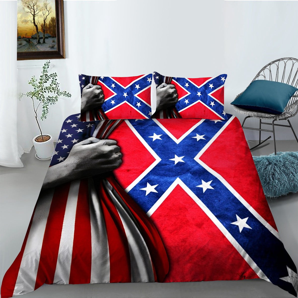 American Flag Bedding Set, United States Down Comforter for Kids Boys