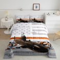 thumbnail image 1 of American Flag Bedding Sets Twin, Camo Aircraft Comforter Set Vintage Retro Stars And Stripes Down Comforter Airplane Army Force Theme Duvet Set With 1 Pillowcase, White Grey, 1 of 6