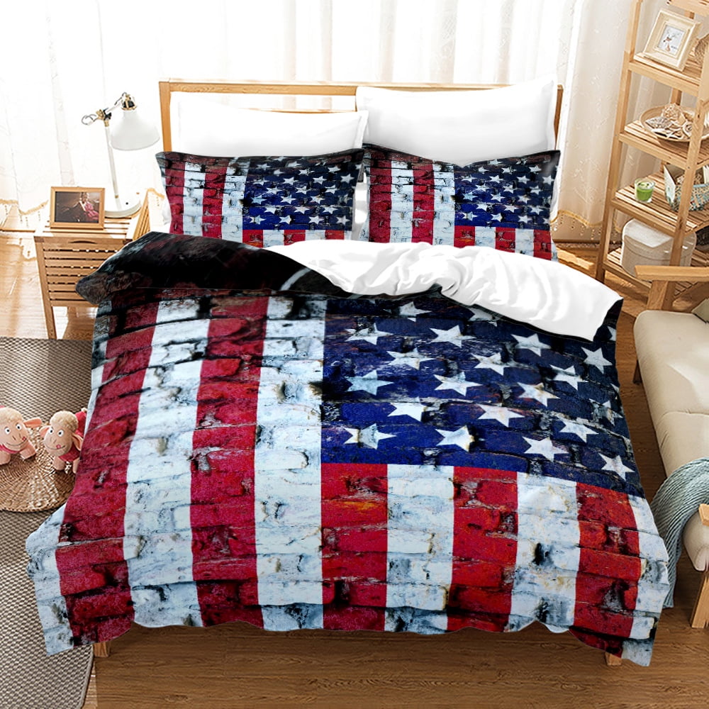 American Flag Bedding Sets USA Patriotic Duvet Cover 3D Printed Stars