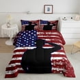 thumbnail image 1 of American Flag Bedding Soldier Salute for Usa Flag Comforter Set Room Decor,Army Gift Military Bedding for Teens Youth Veteran Vintage Stars and Stripes Comforter Soldier Silhouette Quilt Full, 1 of 5