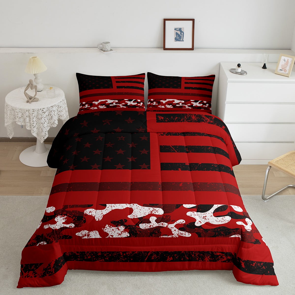 American Flag Bedding Comforter Sets Camo Red Black Usa Flag Bedding