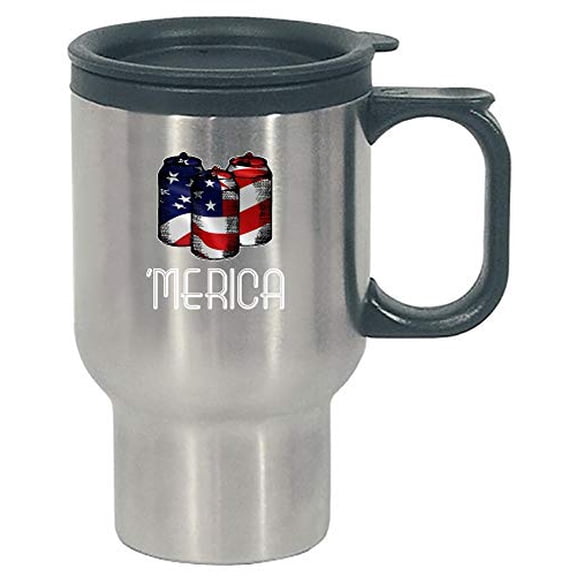 American Flag Beer Cans - United States Patriotic Theme - Alcohol Gift - Stainless Steel Travel Mug