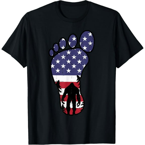 American Flag Big Foot Sasquatch 4th July Bigfoot Women Men T-Shirt Tops Tee