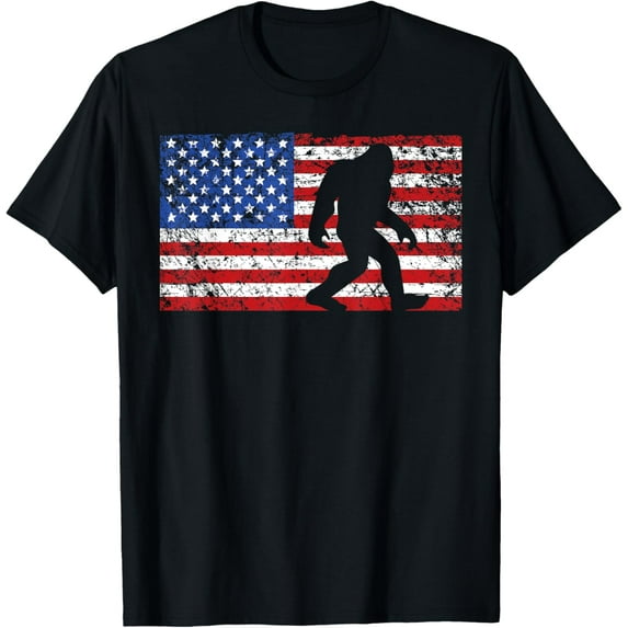 American Flag Bigfoot T-Shirt, Funny 4th of July Sasquatch