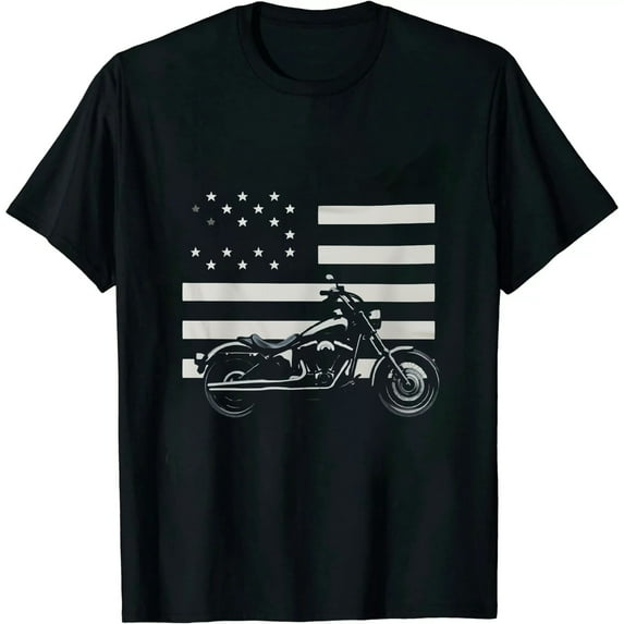 American Flag Biker Motorcycle Short Sleeve T-Shirt