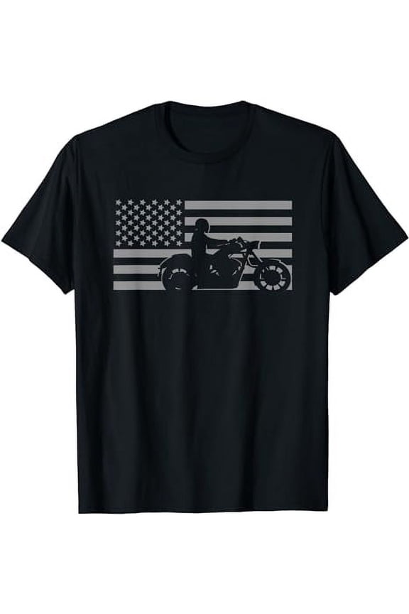 American Flag Biker Motorcycle Short Sleeve T-Shirt