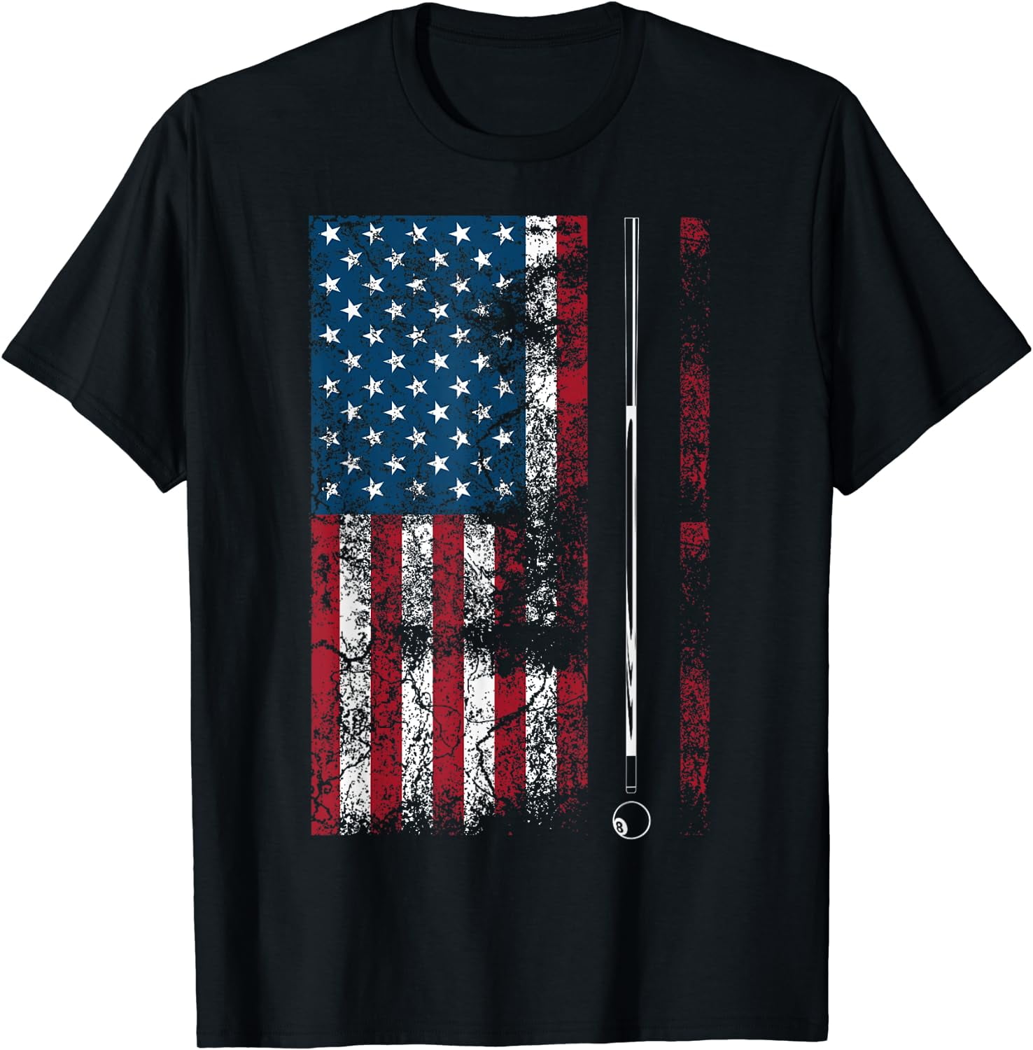 American Flag Billiard Stick Cute Table Game Funny USA Gift TShirt