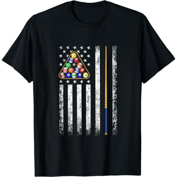 American Flag Billiard Vintage Pool Player T-Shirt