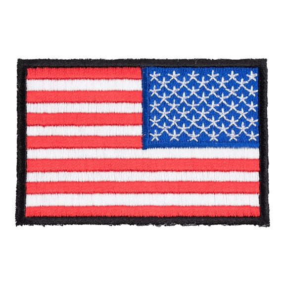 American Flag Black Border Reversed Patch, U.S Flag Patches