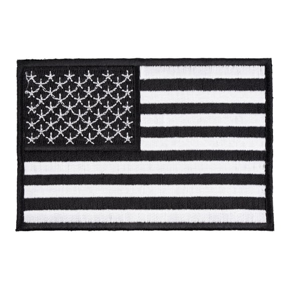 American Flag Black & White Patch, Small Size.