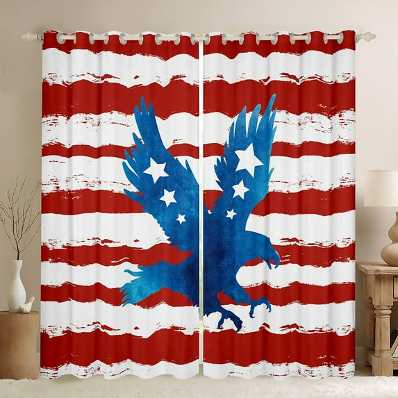 American Flag Blackout Curtains, Eagle Bird Curtains & Drapes Stars And Stripes Curtains Usa Memorial Day Window Treatments, American Independence Day Window Curtains 38''Wx54''L