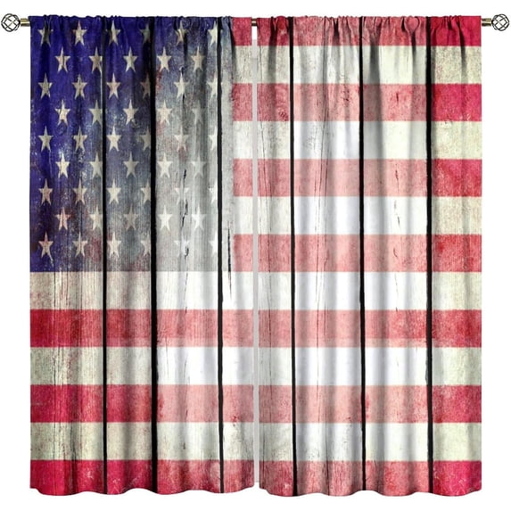 American Flag Blackout Curtains, Vintage USA 4th of July Independence ...