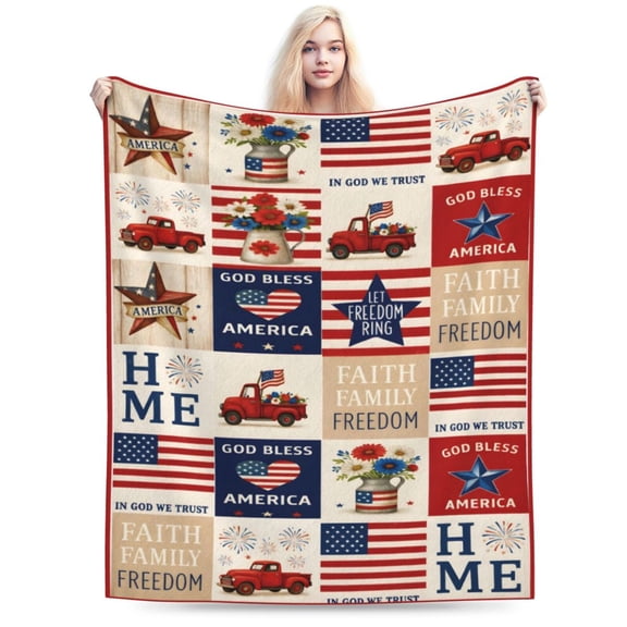 American Flag Blanket Patriotic Throw Blanket National Flag Soft Cozy Fleece Fuzzy Stuff Plush Flannel Gifts for Women 50x40