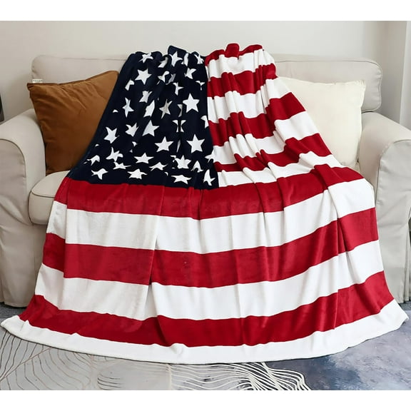 American Flag Blanket, Super Soft Flannel Twin Throw Blanket 60 80 for Bed Couch Chair Fall Winter Camping Living Room Office Gift