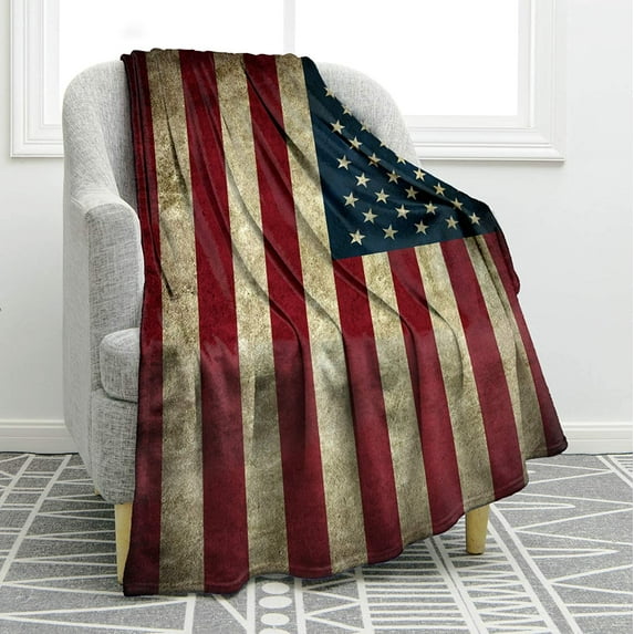 American Flag Blanket USA Flag Soft Warm Throw Print Blanket for Couch Bed 50"x60"