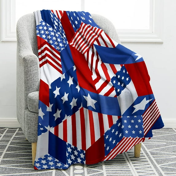 American Flag Blanket USA Flag and Texa Flag Print Blanket Soft Warm Light Weight Couch Bed Gift 50"x60"