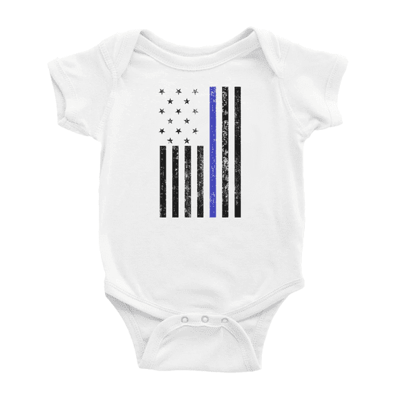 American Flag Blue Line Cute Baby Clothing Bodysuits Boy Girl Unisex