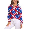 thumbnail image 1 of American Flag Blue Red White Long Sleeve Blouse Woman Streetwear Casual Shirts Summer Oversize Woman Streetwear Clothing Birthday Present, 1 of 7