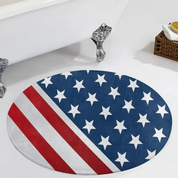 American Flag Blue Red White Round Carpet Circle Rug Outdoor Patio Area Rug Washable Large Area Rugs Hallway Room Decor Fitness Mats