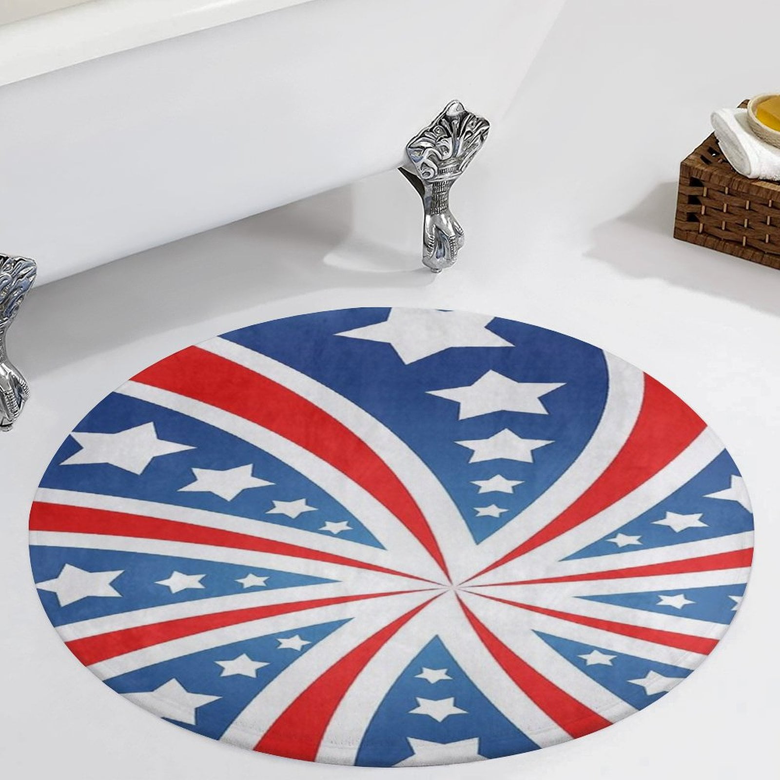 American Flag Blue Red White Round Carpet Circle Rug Outdoor Patio Area ...
