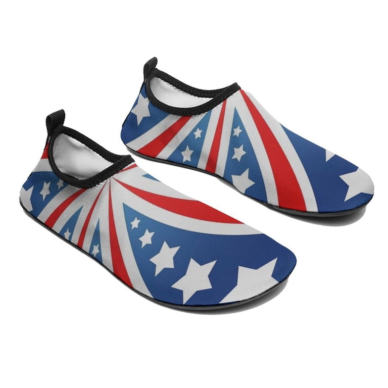 American Flag Blue Red White Water Shoes Beach Slip-on Shoes  display picture 2